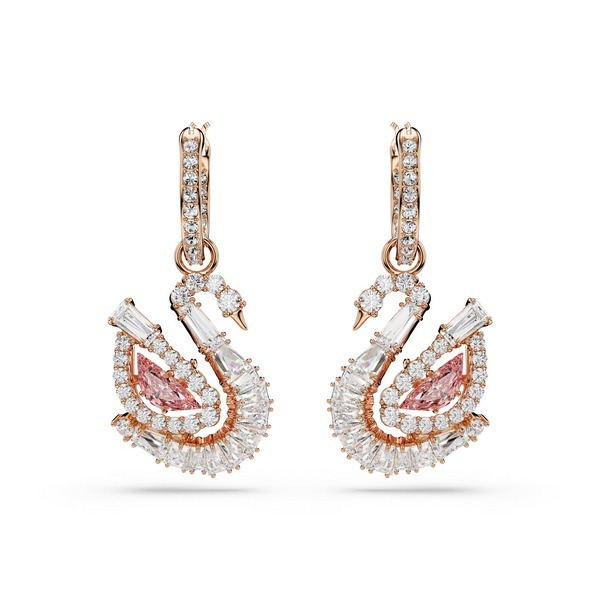 Swan drop Naušnice, Pavé, Swan, Roza