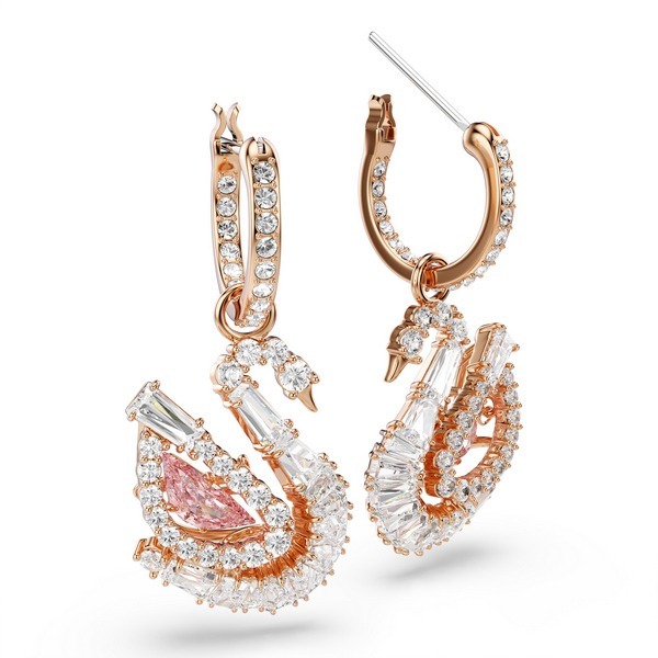 Swan drop Naušnice, Pavé, Swan, Roza