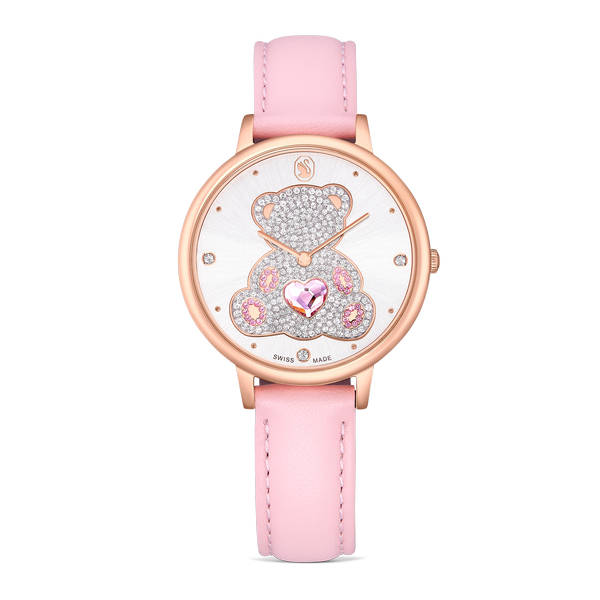 Teddy Sat, Švicarski Mehanizam, Kožni Remen, Roza, Pozlata Rozim Zlatom