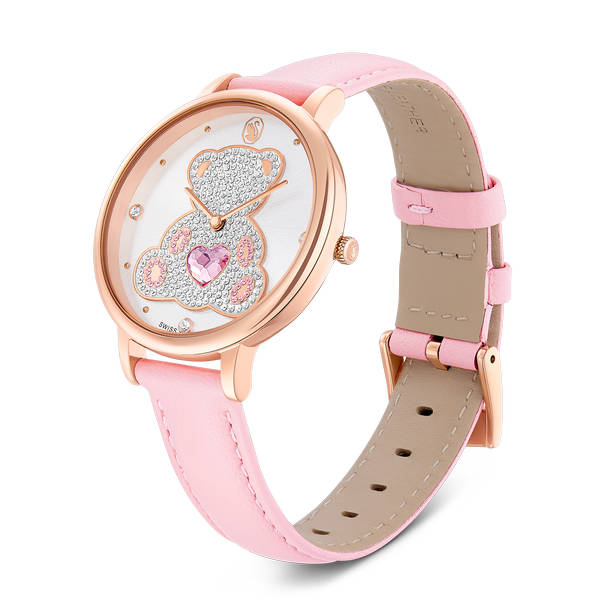 Teddy Sat, Švicarski Mehanizam, Kožni Remen, Roza, Pozlata Rozim Zlatom