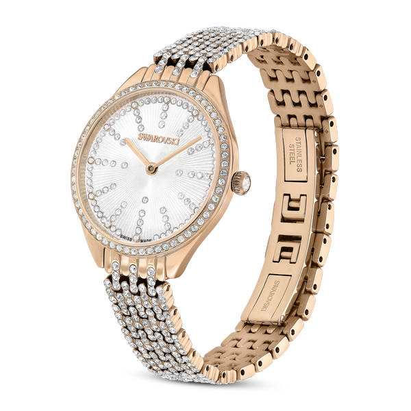 Attract Sat, Švicarski Mehanizam, Metalna Narukvica, Rozo Zlatni Ton, Pozlata Rozim Zlatom