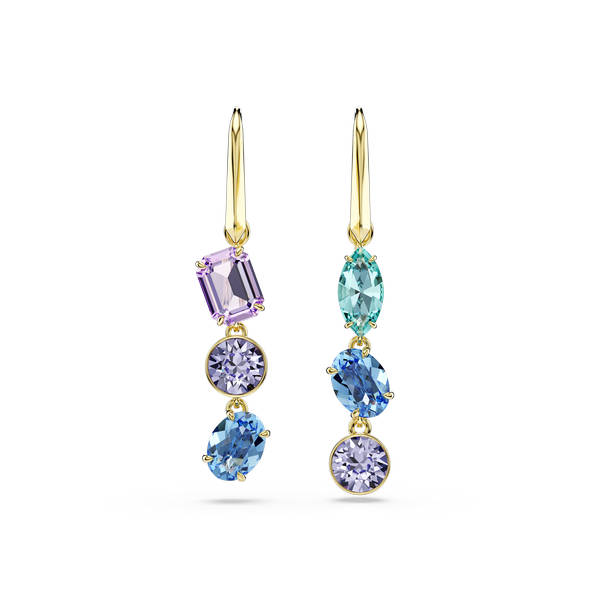 Gema Naušnice, Asimetrični Dizajn, Različit Rez, Višebojno, Pozlata